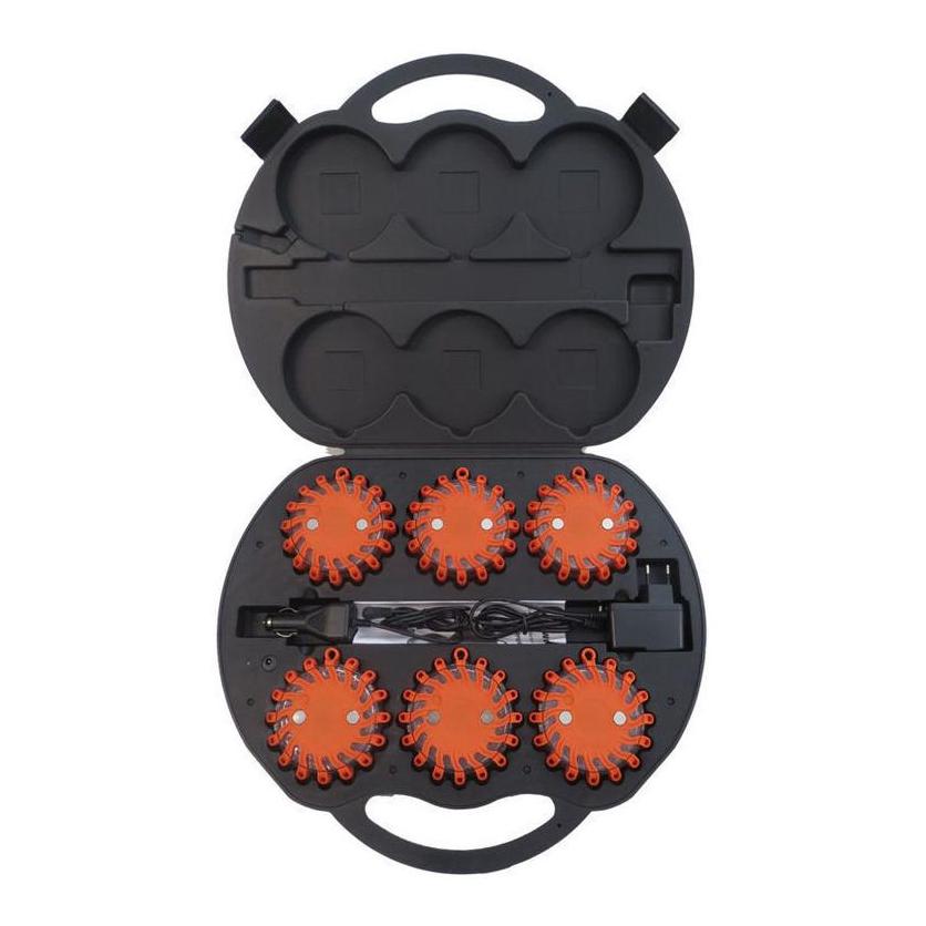 LED Blitzer / Warnleuchte - Rot - Koffer 6x Akku - Produktbild 1