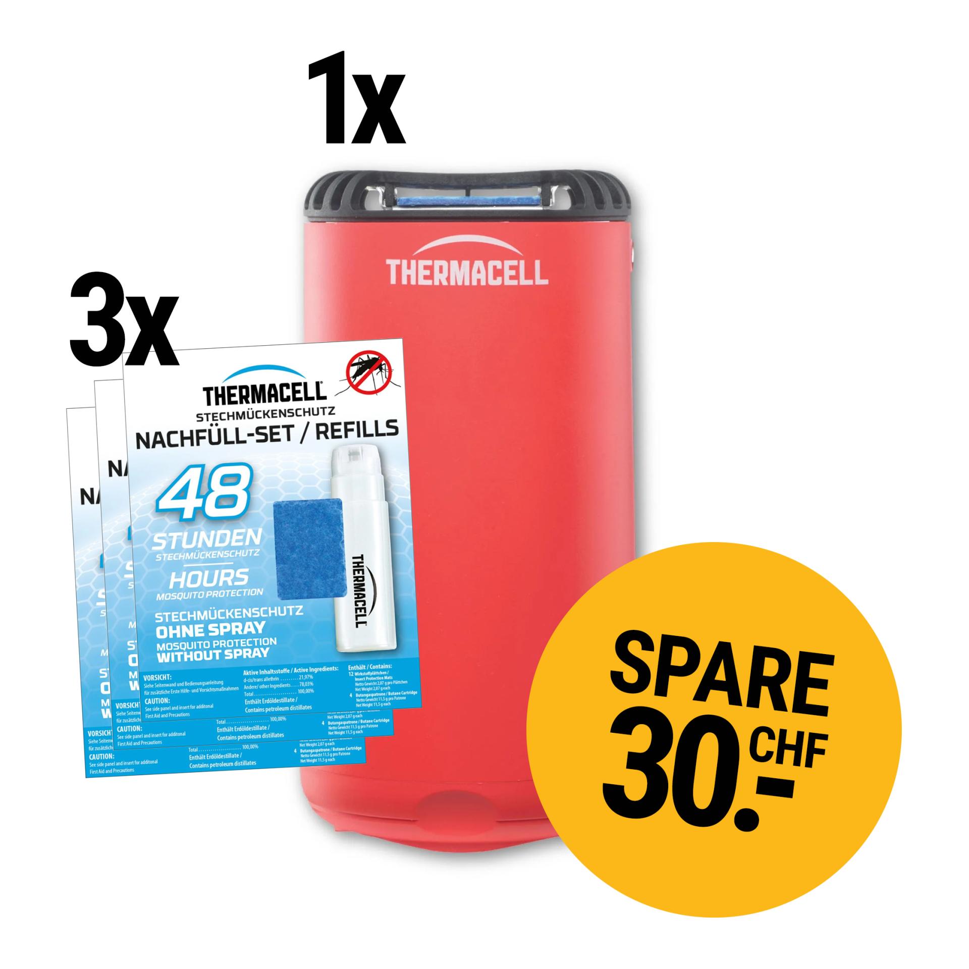 Mückenschutz Set: HALOmini Rot + Nachfüllpack 120Std - Produktbild 1