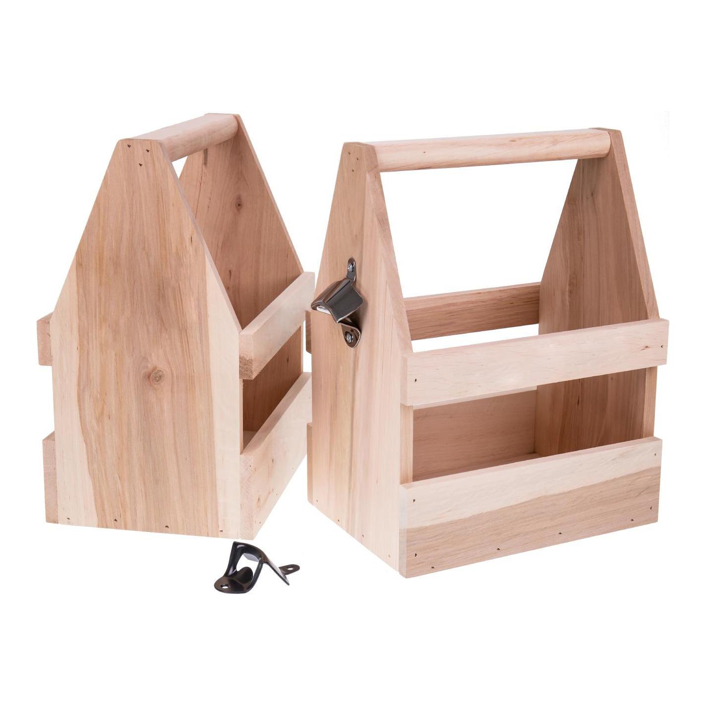 Flaschenträger aus Holz mit Flaschenöffner - Produktbild 1