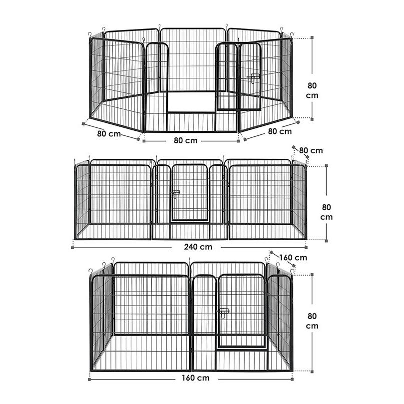 Welpenauslauf aus Metall 80 cm mit doppelt verriegelbarer Tür - 8-teilig - Produktbild 4