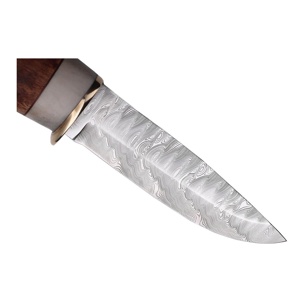 Galten - Exklusiv Damasteel Nordic Light - Jagdmesser mit Diamantschleifstein und Lederscheide - Produktbild 2