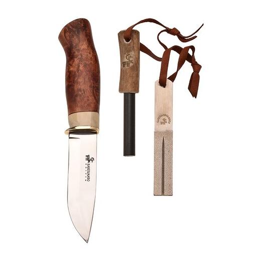 Survival - Jagdmesser mit Diamantschleifstein, Feuerstahl und Lederscheide - Produktbild 1