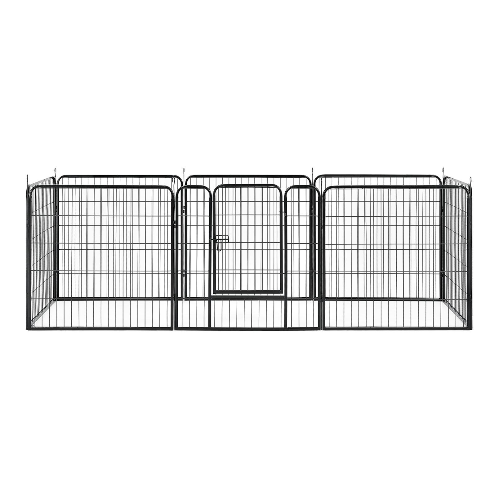 Welpenauslauf aus Metall 80 cm mit doppelt verriegelbarer Tür - 8-teilig - Produktbild 5