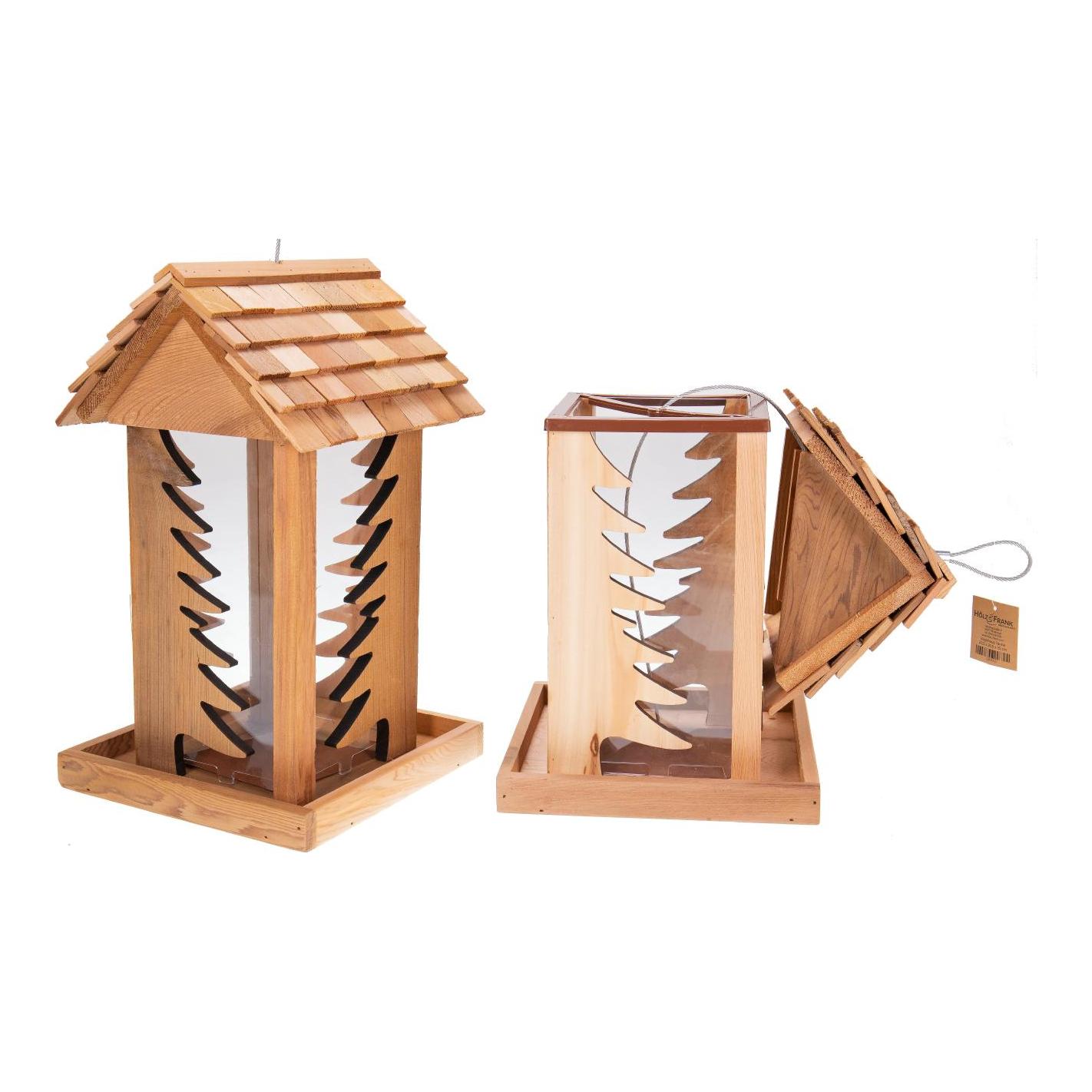 Vogel Futterhaus - Zeder (wetterbeständig) - Fenster in Tannenform  - Produktbild 1
